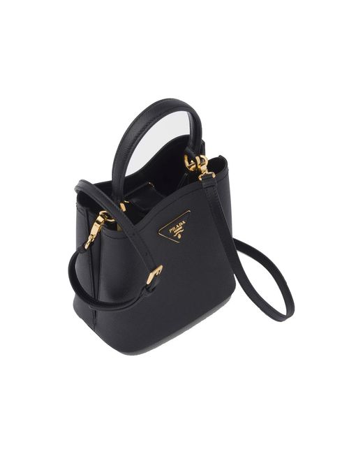 Prada Black Small Saffiano Leather Panier Bag