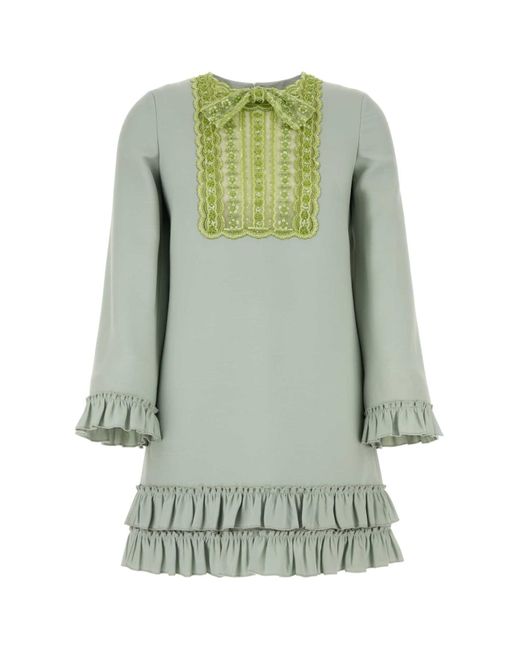 Valentino Garavani Green Mint Wool Blend Mini Dress
