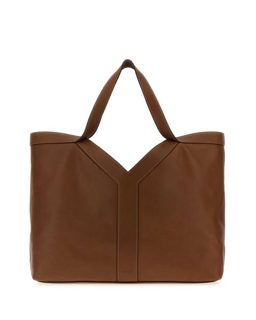 Saint Laurent Brown Leather Oversize Shopping Bag for men