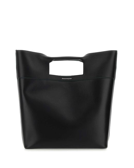 McQueen Black The Square Bow Leather Handbag for men