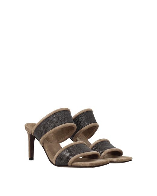 Brunello Cucinelli Metallic Sandals Suede