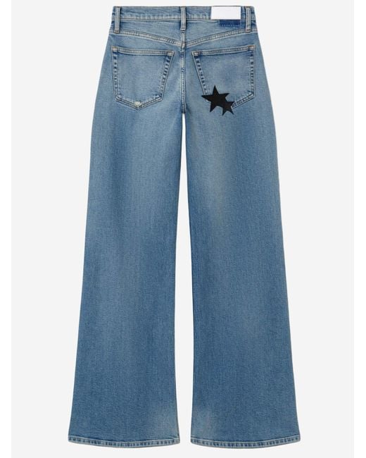 Re/done Blue Stretch Cotton Blend Wide-Leg Jeans