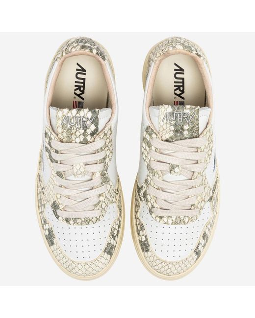 Autry White Animal Print Leather Sneakers