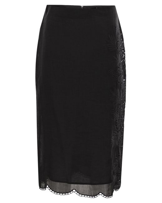 Max Mara Fify Ramie Canvas Rok in het Black