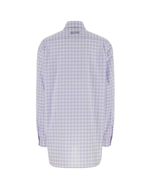 Moschino Purple Embroidered Poplin Oversize Shirt