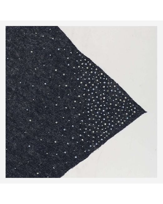 Faliero Sarti Blue Cashmere Scarf With Swarovsky