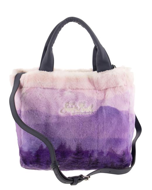 Mc2 Saint Barth Purple Colette Soft und pelzige Handtasche mit Druck