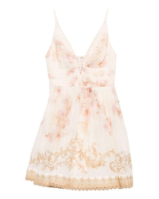 Zimmermann Hypnotic Mini-Jurk Met Afwerking in het Natural