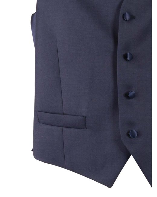 Luigi Bianchi Blue Virgin Wool Satin Tailored Vest