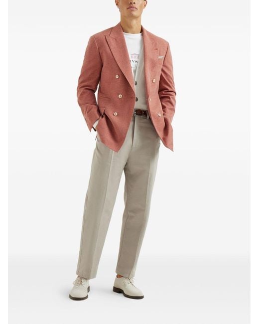 Brunello Cucinelli White Logo Cotton T-Shirt for men