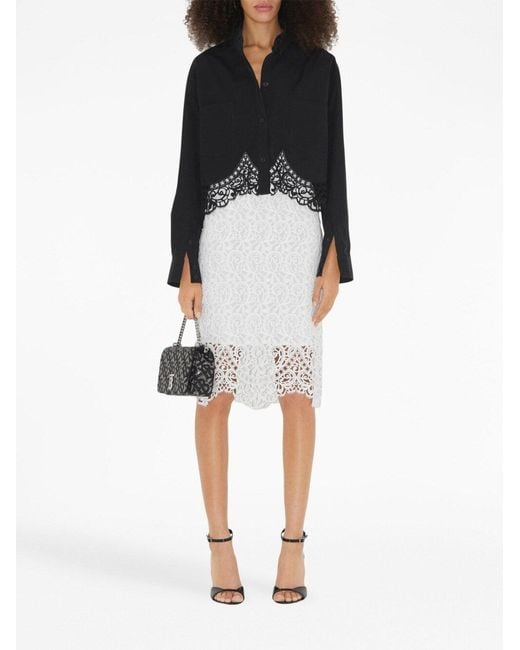 Burberry White Lace Midi Skirt
