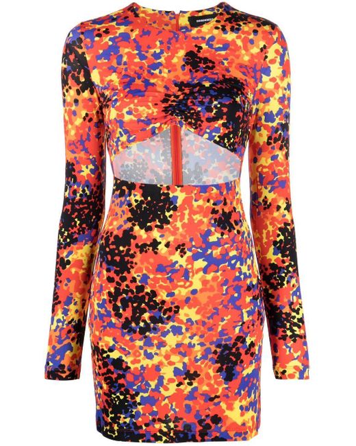 DSquared² Red Printed Cut Out Short Dress for men