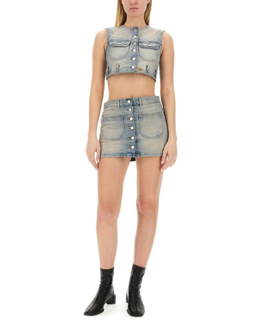 Courreges Blue Denim Cropped Vest