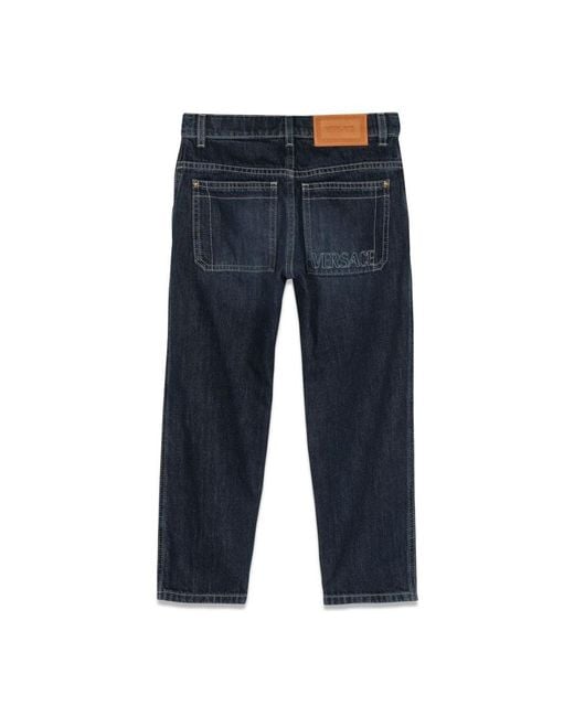 Versace Blue Jeans With Embroidered Logo