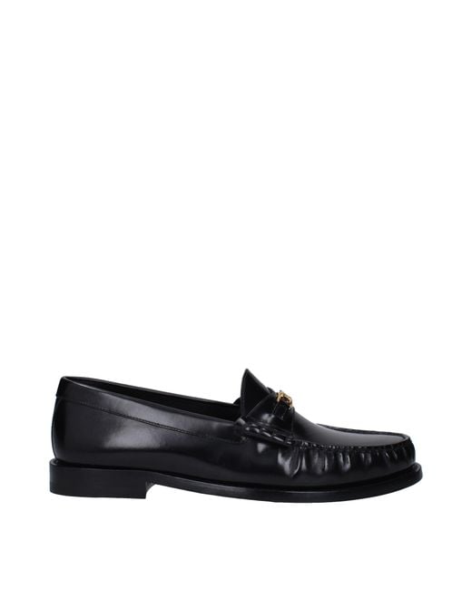 Céline Black Mocassini Triomphe Uomo Pelle Nero/Oro for men