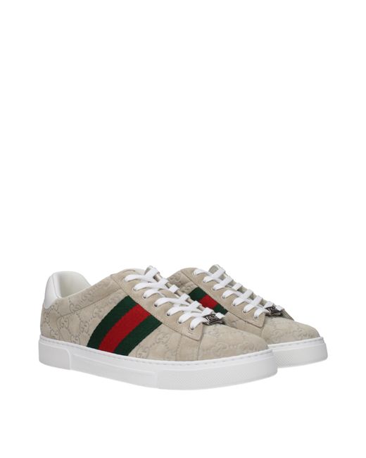 Gucci Gray Ace Sneakers Suede for men