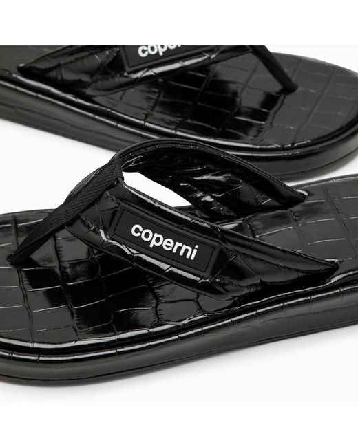 Coperni Black Leather Flip Flop With Logo | Lyst