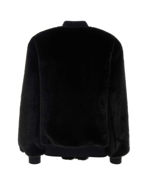 Prada Black Eco Fur Bomber Jacket