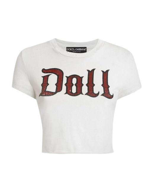 Dolce & Gabbana White Cotton Doll Print