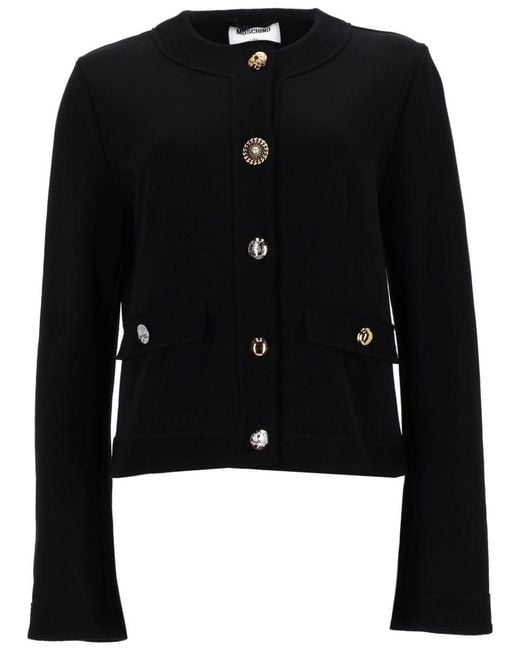 Moschino Black Solid Round Neck Cardigan