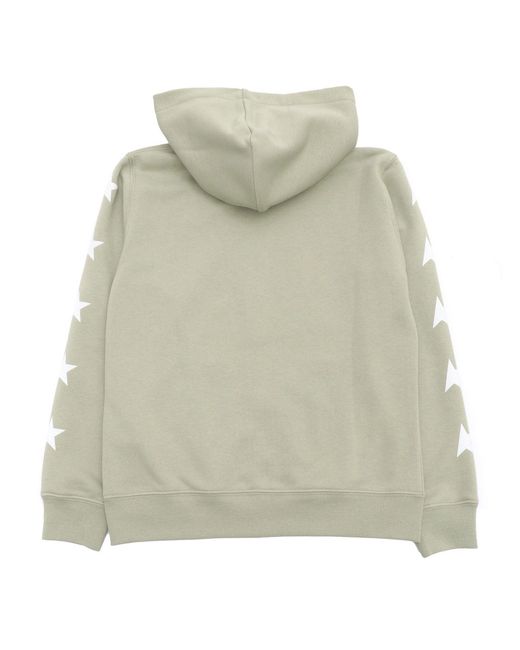 Golden Goose Deluxe Brand Green Star/ Girl's Zipped Sweatshirt Hoodie/ Kangaroo Pocket/ Glitter Multistar Printed
