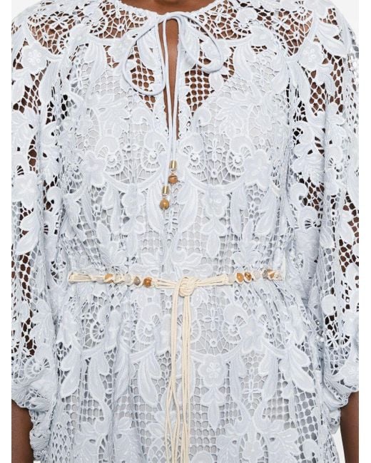 Zimmermann Mini-Jurk Met Kanten Detail in het Blue