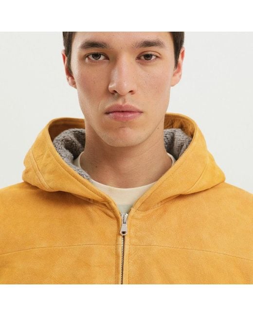 1989 STUDIO Orange Suede Hoodie for men