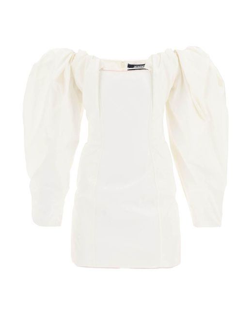 La Robe Taffetas Mini Vestido Jacquemus de color White
