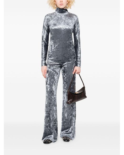 Forte_forte Gray Velvet High-waisted Trousers