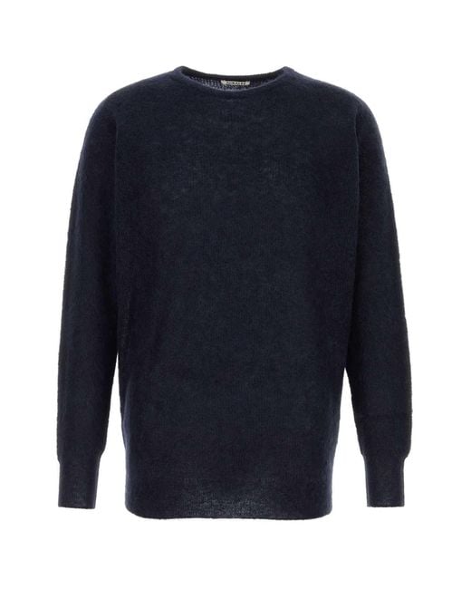Auralee Blue Midnight Alpaca Blend Sweater for men