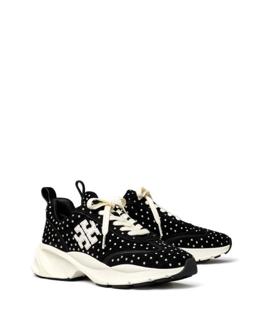 Tory Burch Black Good Luck Studded Trainer