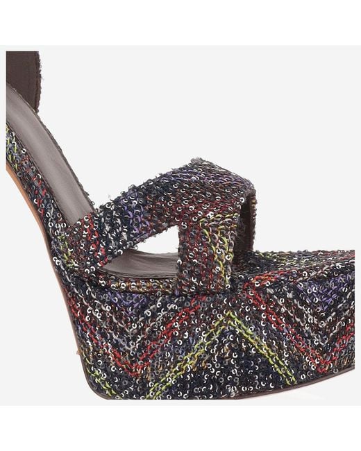 Missoni Metallic Multicolored Platform Sandals With Zigzag Pattern