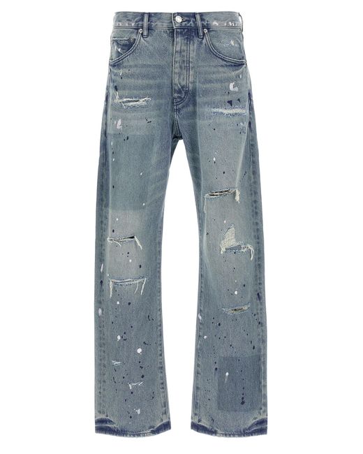 Jeans Viola "Riparazioni Patch di Purple in Blue