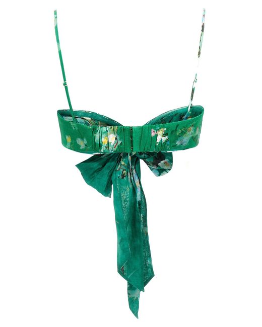 Zimmermann Green Bralette 'Everley Draped Bow'