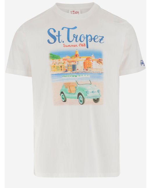 Cotea Camiseta con estampado del logotipo Mc2 Saint Barth de hombre de color White