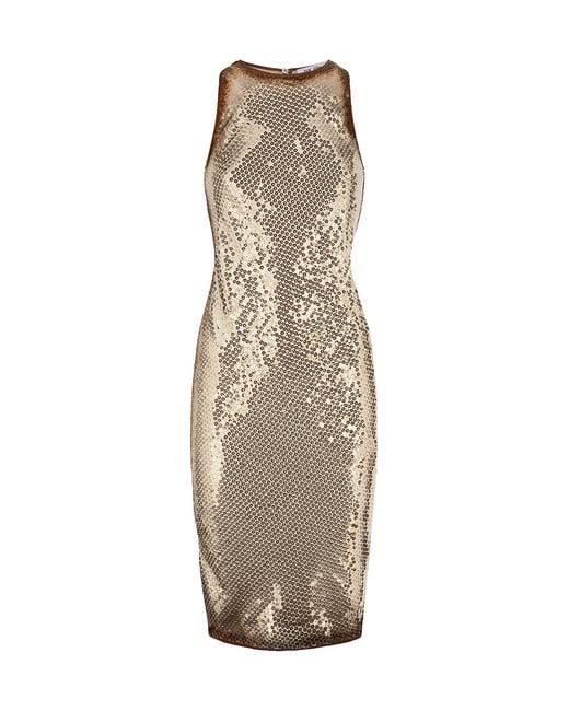 The Attico Natural Sequin-Embellished Mini Dress