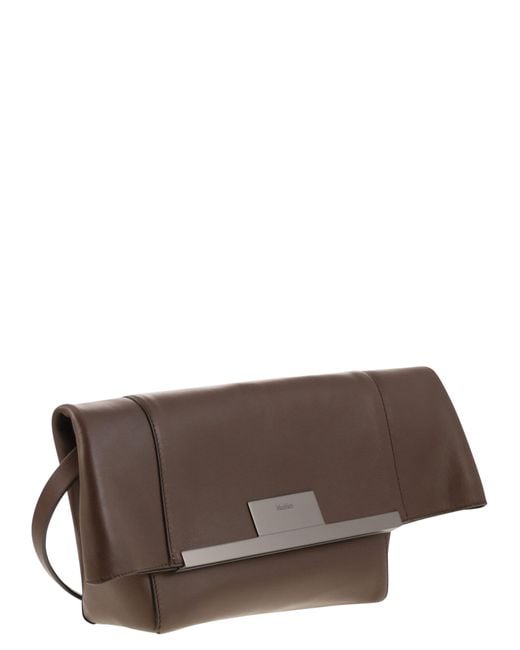 Max Mara Brown Mmclaspclutch kleine natürliche Leder -Kupplungsbeutel