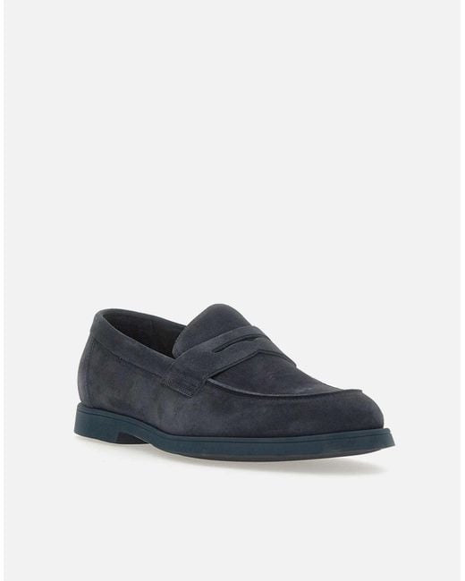 Doucal's Blue Mink Suede Loafers for men