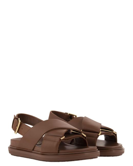 Marni Brown Fussbett Leather Sandal