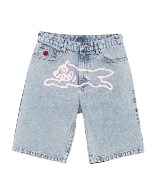ICECREAM Blue Running Dog Denim Shorts for men