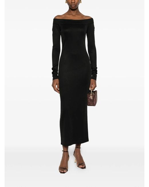 ANDAMANE Black Talia Off Shoulder Midi Dress
