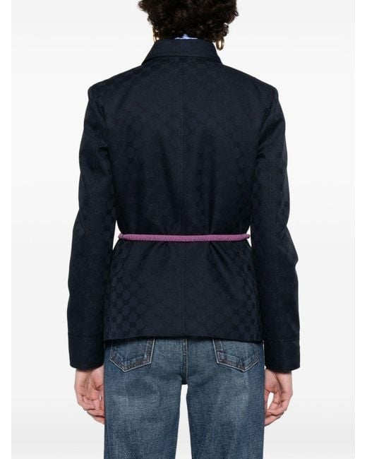 Gucci Blue Gg Zipped Jacket