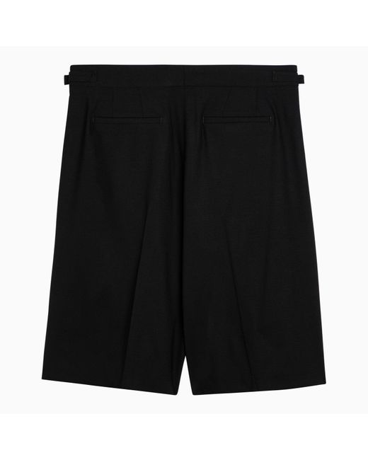 PT Torino Black Wool Bermuda Shorts With Darts for men