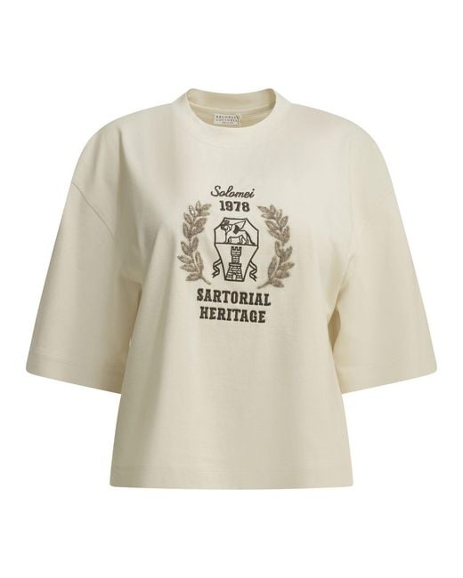 Brunello Cucinelli White Crew-Neck T-Shirt With Logo
