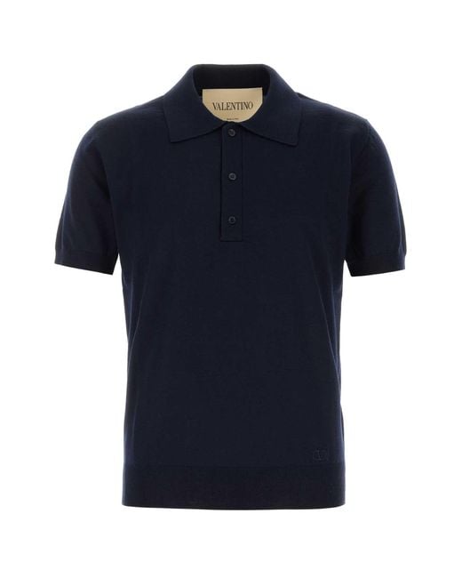 Valentino Garavani Blue Midnight Wool Polo Shirt