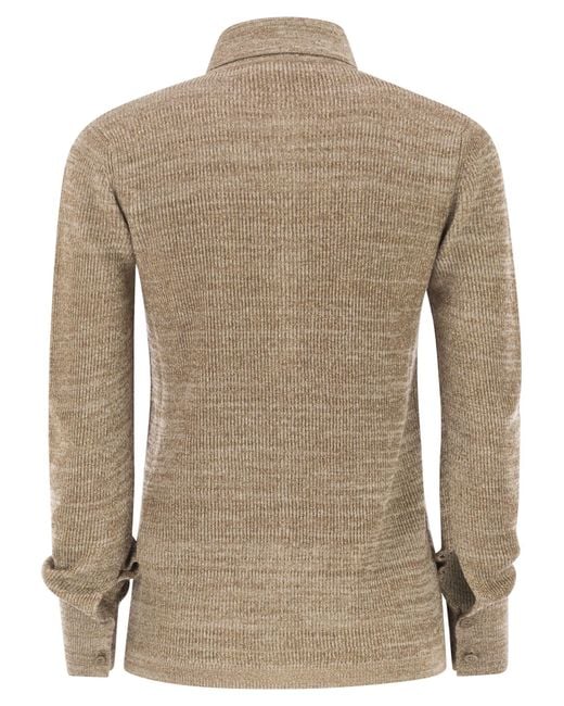 Fabiana Filippi Natural Shirt Collar Jumper With Buttons