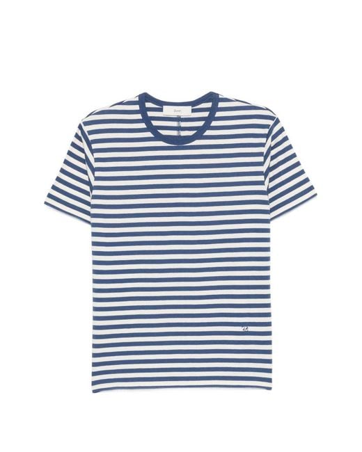 DUNST Blue Striped Cotton T Shirt