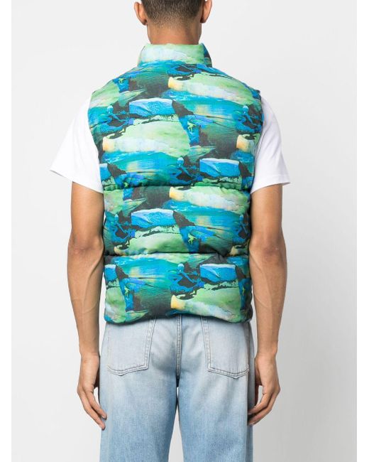 Chaleco acolchado con estampado ERL de hombre de color Blue