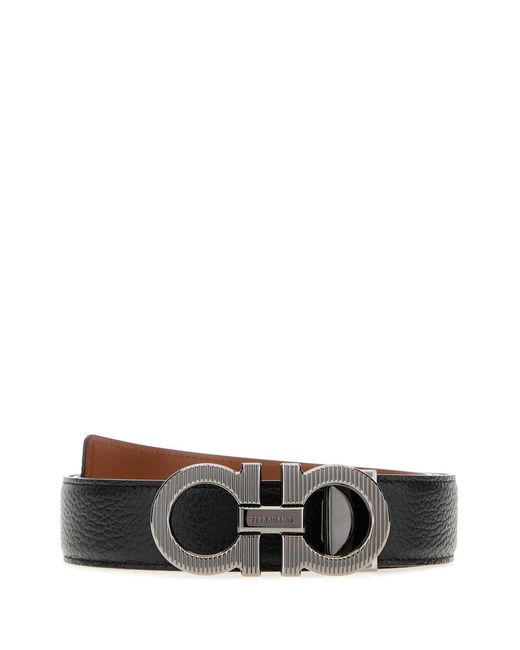 Ferragamo White Salvatore Leather Reversible Belt for men