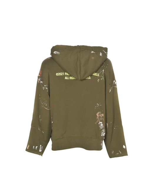 Palm Angels Pxp Painted Raw Cut Green Hoodie Cotton for men